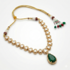 Emerald & Polki Style Gold-Toned Choker Necklace - Studio Shot