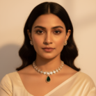 Emerald & Polki Style Gold-Toned Choker Necklace - Model Shot