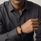 Regal King Signature Black Onyx Bead & 925 Sterling Silver Bracelet Model Shot