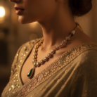 Emerald & Polki Style Gold-Toned Choker Necklace - Model Shot