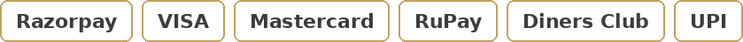 Payment methods: Razorpay, Visa, Mastercard, RuPay, Diners Club, UPI