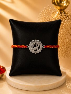 Divine Ek Onkar Rakhi (Sterling Silver 925) in Auspicious Kalawa Thread Divine Ek Onkar Rakhi (Sterling Silver 925) in Auspicious Kalawa Thread