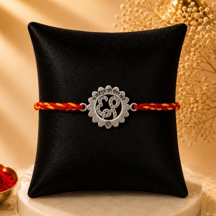Divine Ek Onkar Rakhi (Sterling Silver 925) in Auspicious Kalawa Thread