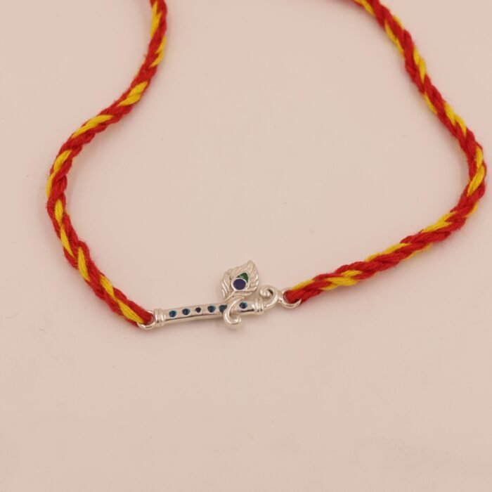 Divine Flute Rakhi (Sterling Silver 925) in Auspicious Kalawa