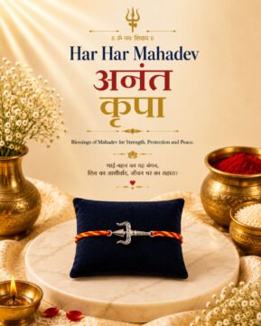 Divine Mahadev Rakhi (Sterling Silver 925) in Auspicious Kalawa