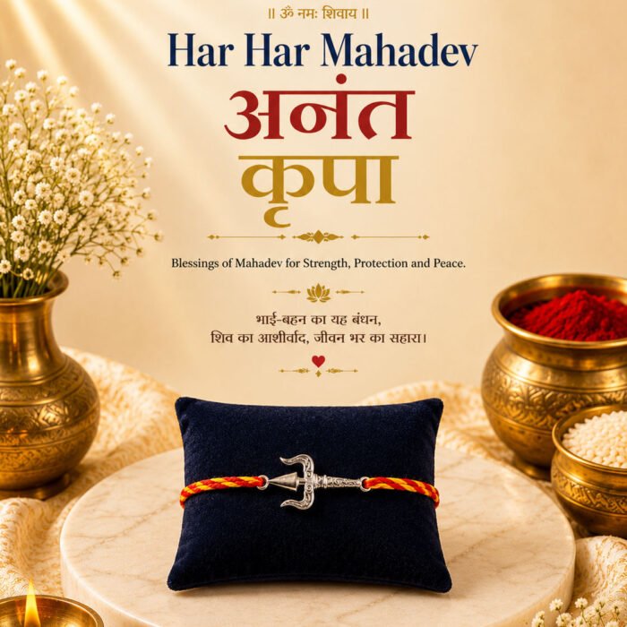 Divine Mahadev Rakhi (Sterling Silver 925) in Auspicious Kalawa