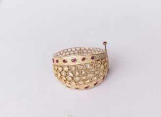 Gold And Red Majestic Polki And Tourmaline Bangle Gold And Red Majestic Polki And Tourmaline Bangle
