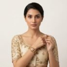 Gold And Red Regal Kundan Tourmaline Floral Bangle