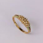 Gold Exquisite Kundan Floral And Mint Enamel Bangle With Ruby Accents