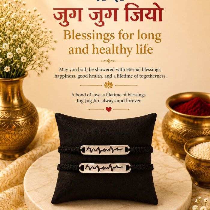 Lifeline Bands for Bhai and Bhabhi (Sterling Silver 925) - Set of 2