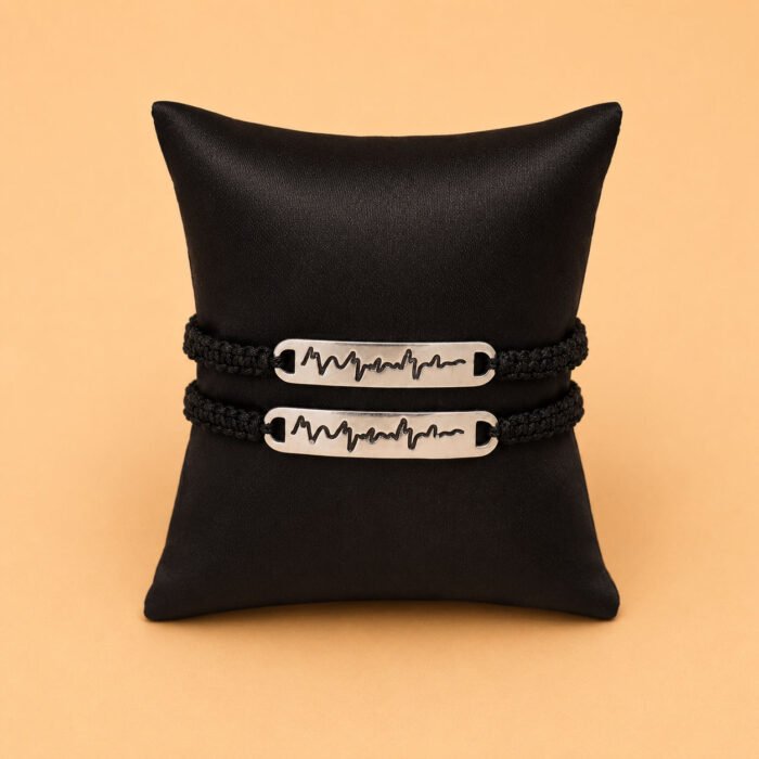 Lifeline Bands for Bhai and Bhabhi (Sterling Silver 925) - Set of 2