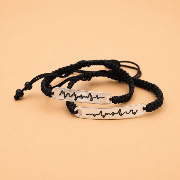 Lifeline Bands for Bhai and Bhabhi (Sterling Silver 925) - Set of 2