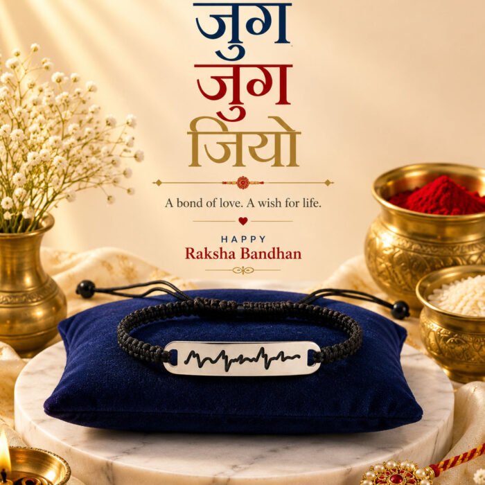 Lifeline Rakhi (Sterling Silver 925) Engraved with Jug Jug Jiyo